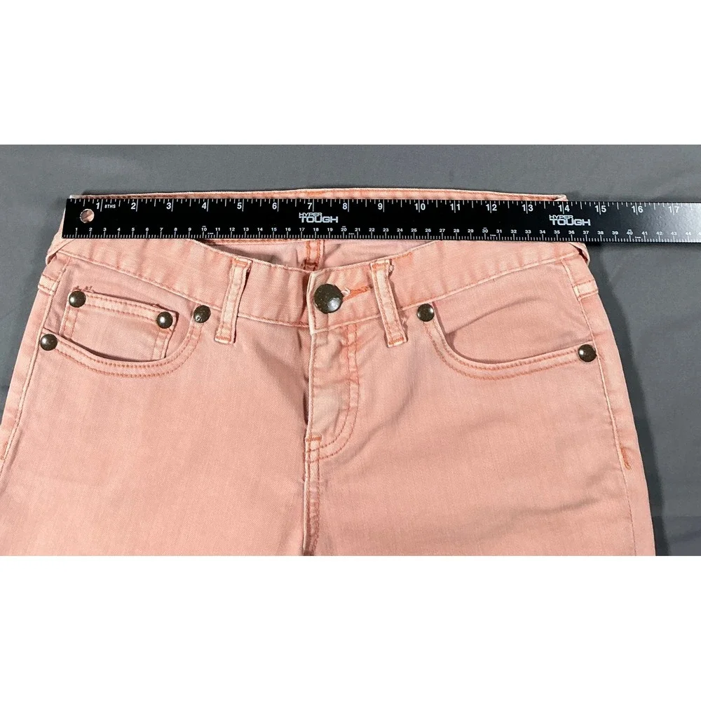 Free People Skinny Jeans Peach Coral Salmon‎ Ankle Zip Low Rise W26 OB15125